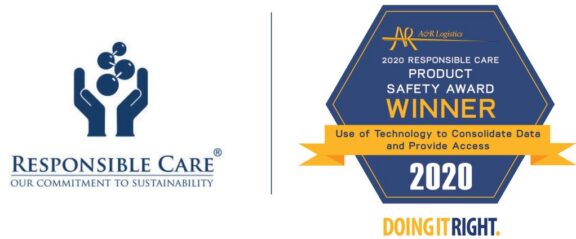 Responsible Care commitment logo and 2020 Responsible Care Product Safety Award Winner badge from ACIL Logistics.
